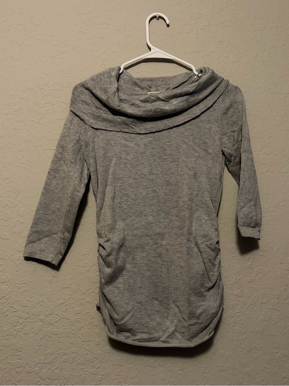Pink Rose Gray Cowl-Neck Tunic Sweater